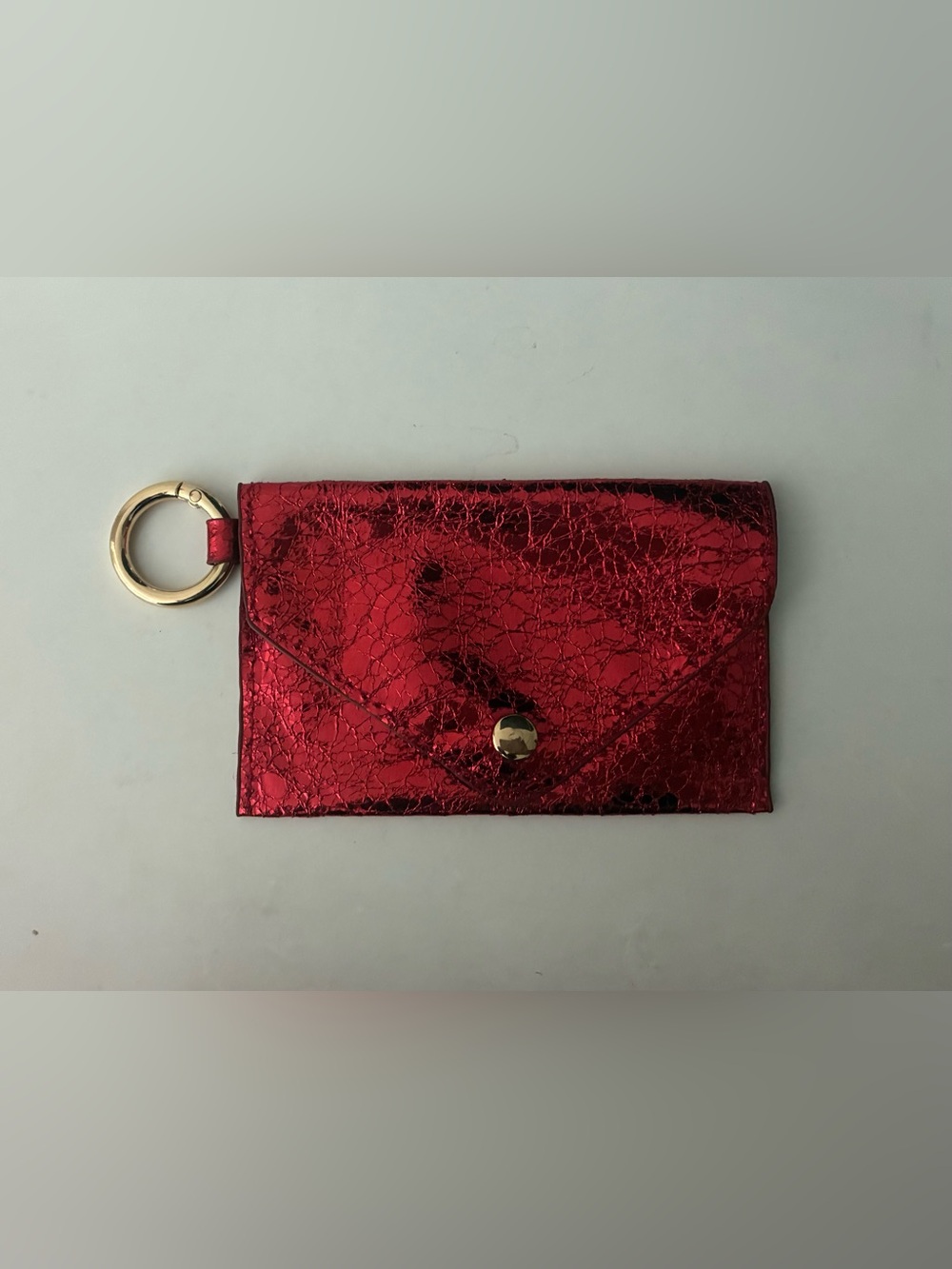 Metallic Red Crackle Envelope Wallet